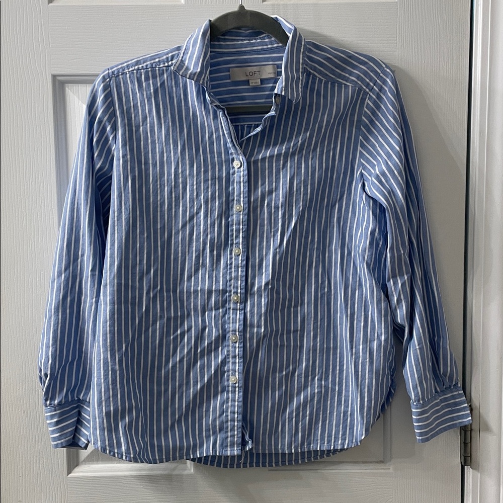 LOFT Classic Blue and White Striped Shirt
